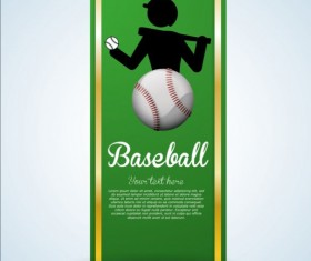 Baseball green banner with people silhouette vectors set 13