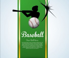 Baseball green banner with people silhouette vectors set 15
