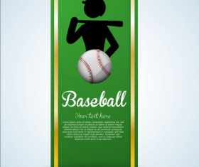 Baseball green banner with people silhouette vectors set 16