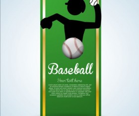 Baseball green banner with people silhouette vectors set 17
