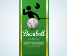 Baseball green banner with people silhouette vectors set 18