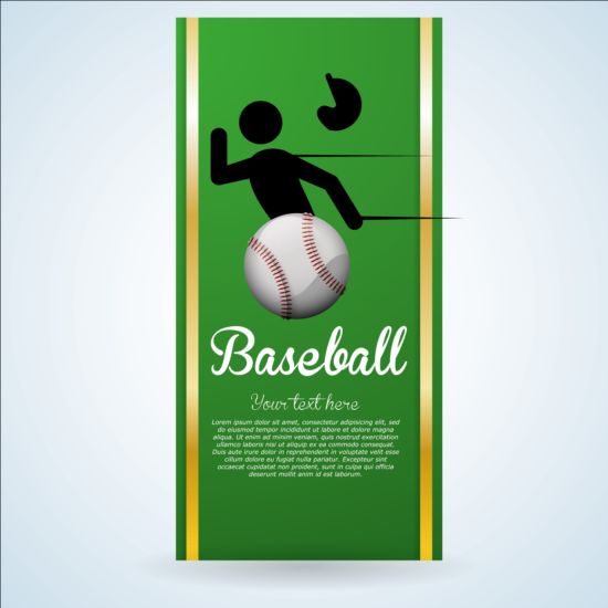 Baseball green banner with people silhouette vectors set 18