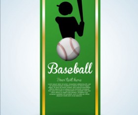 Baseball green banner with people silhouette vectors set 19