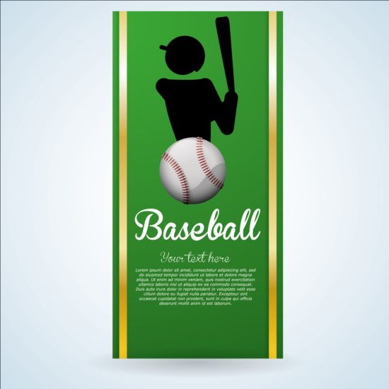 Baseball green banner with people silhouette vectors set 19