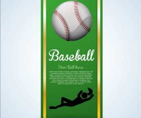 Baseball green banner with people silhouette vectors set 20