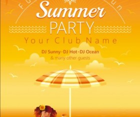 Beach party poster with beautiful girl vector 01