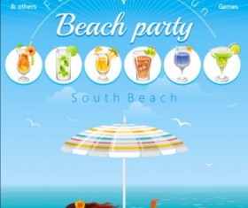 Beach party poster with beautiful girl vector 05
