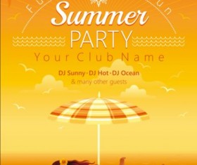 Beach party poster with beautiful girl vector 06