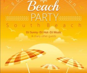 Beach party poster with umbrella vector