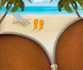 Beach travel with zipper background vector 01