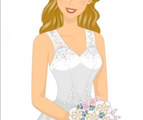 Beautiful brides with wedding dress vectors 01