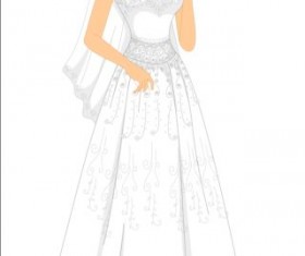 Beautiful brides with wedding dress vectors 02