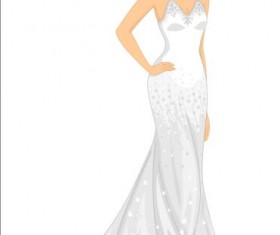 Beautiful brides with wedding dress vectors 03