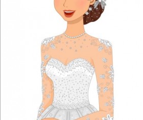 Beautiful brides with wedding dress vectors 04