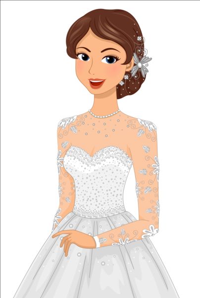 Download Beautiful brides with wedding dress vectors 04 free download