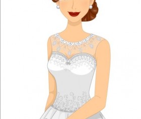 Beautiful brides with wedding dress vectors 05