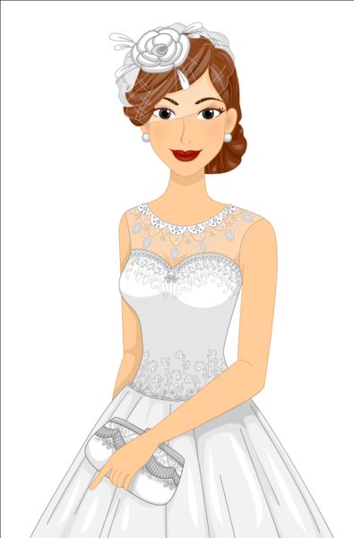 Download Beautiful brides with wedding dress vectors 05 free download