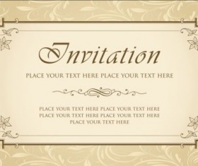 Beige vintage invitation card vector 01
