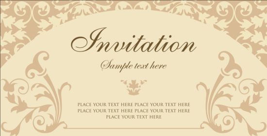 Beige vintage invitation card vector 02