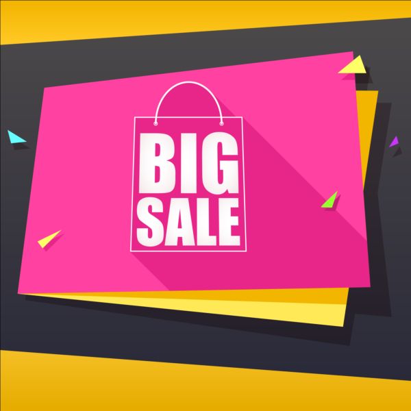 Big sale background with paper vector 02