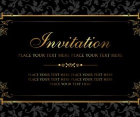 Black and gold vintage style invitation card vector 02