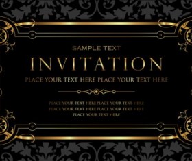 Black and gold vintage style invitation card vector 03