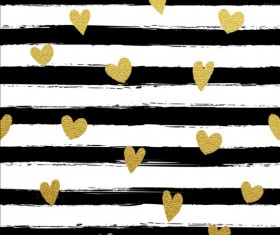 Black brush with gloden heart vector background 01