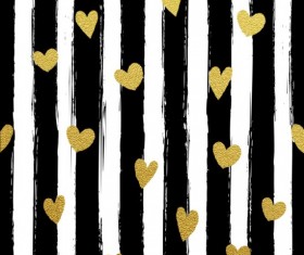 Black brush with gloden heart vector background 02