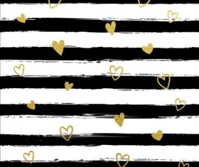 Black brush with gloden heart vector background 03