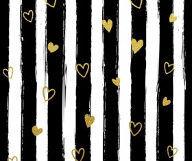 Black brush with gloden heart vector background 04