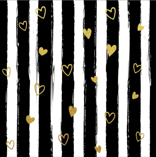 Black brush with gloden heart vector background 04