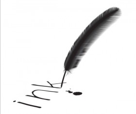 Black feathers with ink background vector 01
