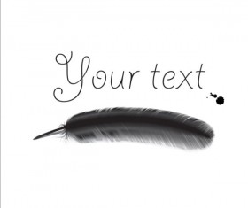 Black feathers with ink background vector 02