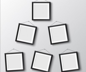 Black photo frame on wall vector graphic 01