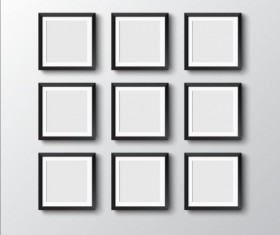 Black photo frame on wall vector graphic 02