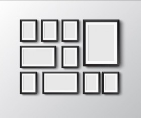 Black photo frame on wall vector graphic 03