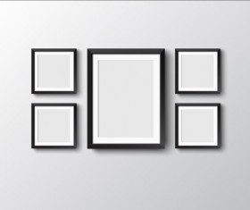 Black photo frame on wall vector graphic 04