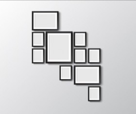 Black photo frame on wall vector graphic 05