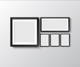 Black photo frame on wall vector graphic 07