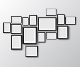Black photo frame on wall vector graphic 09