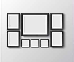Black photo frame on wall vector graphic 10