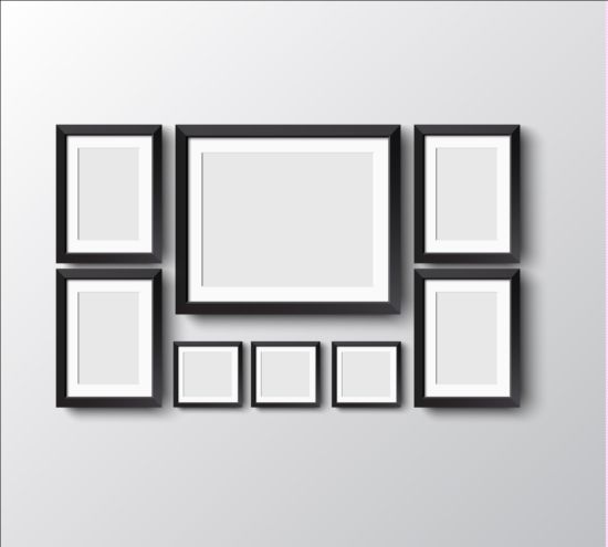 Black photo frame on wall vector graphic 10