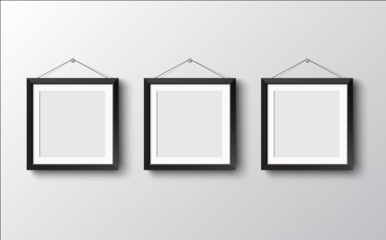 Black photo frame on wall vector graphic 11