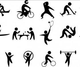 Black sport icons set 01