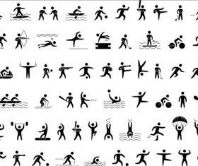 Black sport icons set 02