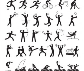 Black sport icons set 03