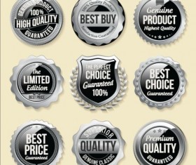 Black texture badge vector set