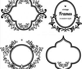 Black vintage frame set vector 02