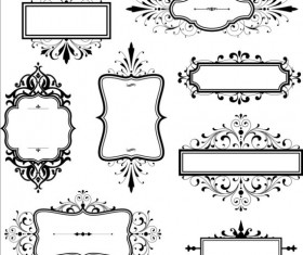 Black vintage frame set vector 03