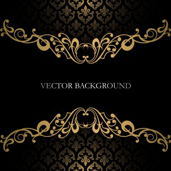 Black with golden decor background vector 02